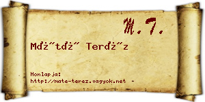 Máté Teréz névjegykártya